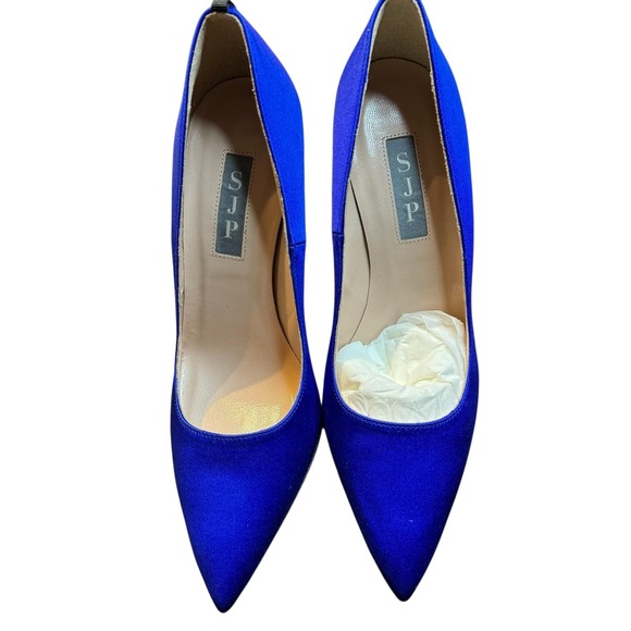 Source Unknown Shoes - SJP Fawn SA Shoes Womens Size 6 Blue Satin Pointed‎ Toe Stiletto Heels Pumps